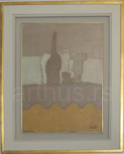 Ljubica Cuca Sokić, Still life on a Yellow Table, oil on canvas, 61x45 cm