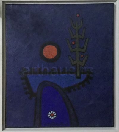 Lazar Vujaklija, Crveni mesec, 1968, ulje na platnu, 95x80 cm