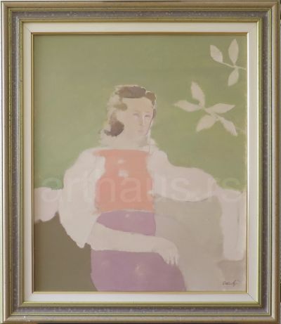 Ljubica Cuca Sokić, Figura žene, 1987/88, ulje na platnu, 65x54 cm