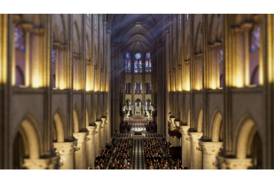The nave of Notre-Dame de Paris. © Orange/Emissive—Eternelle Notre-Dame—2021