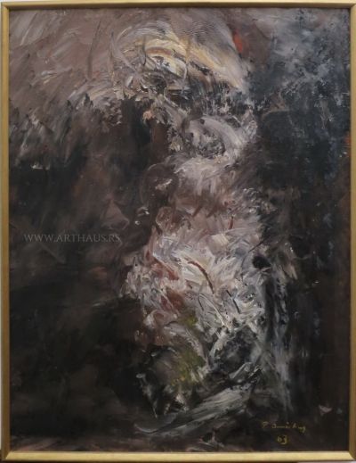 Petar Omčikus, Drvo u cvatu, 1963, ulje na platnu, 110,5x85,5cm